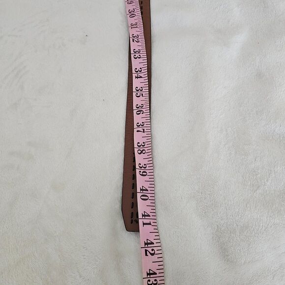 Croc Leather Belt Size 36 Unisex Brown Black Woven Stripe Silver Buckle - Picture 5 of 5